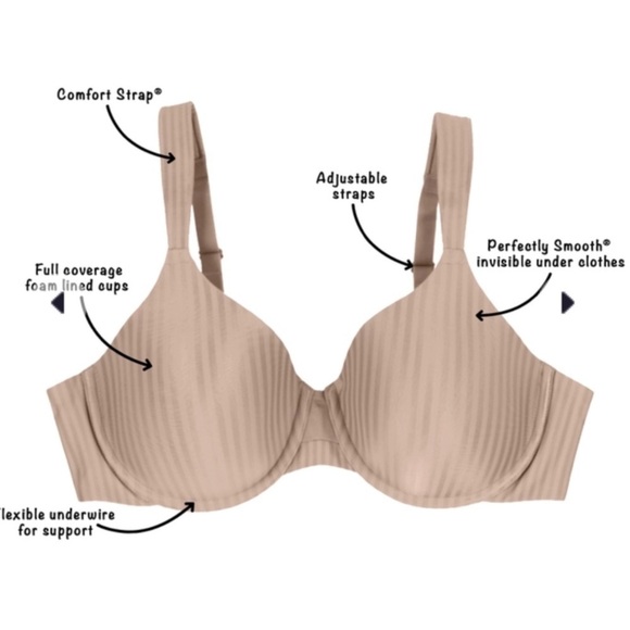 New Playtex Secrets Perfectly Smooth
Underwire Bra Nude Stripe 36D Women's - Picture 9 of 13